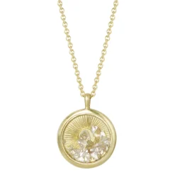 18K Gold 30 Year Floating Diamond - Illuminated Sun Pendant