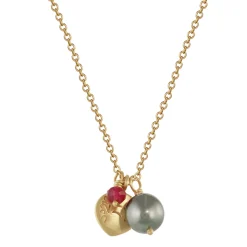 18K Gold Compassion Trinket Pendant with Tahitian Pearl and Ruby