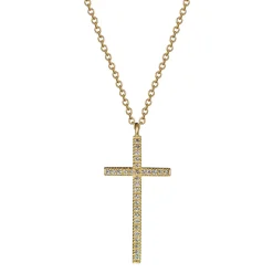 18K Gold Diamond Pave Cross Pendant