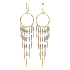 18K Gold Dream Catcher Earrings with Grey Diamonds