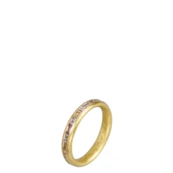 18K Gold Fine Band with Champagne Baguette Diamonds