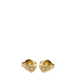 18K Gold Heart Stud Earrings with Diamonds