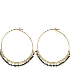 18K Gold Large Black Diamond Endless Hoop Earrings