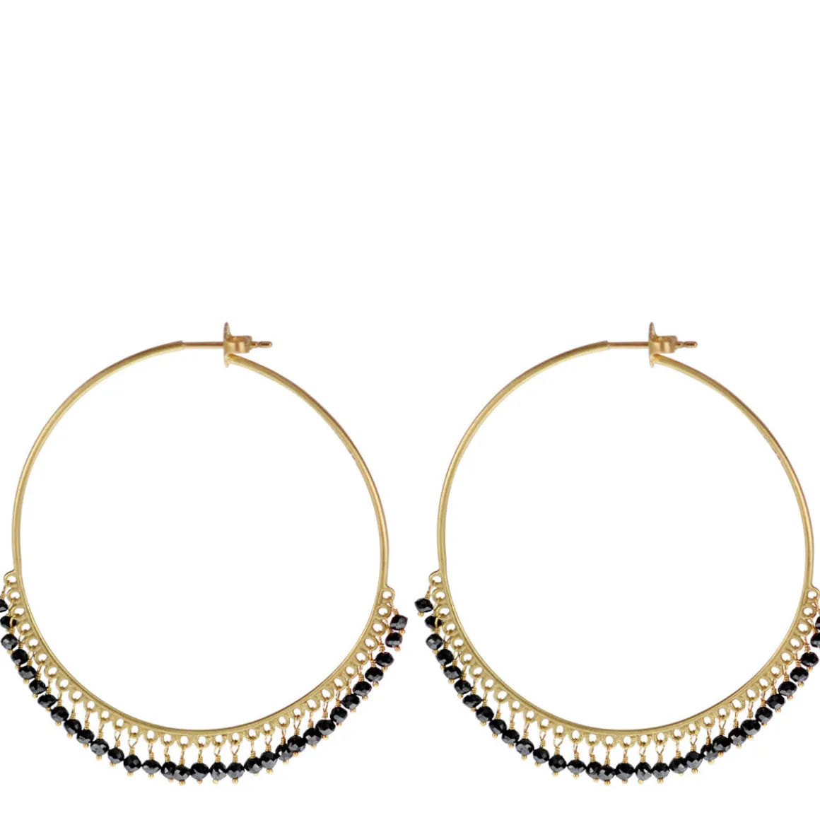 18K Gold Large Black Diamond Endless Hoop Earrings