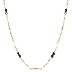 18K Gold Lure Necklace with Black Diamonds