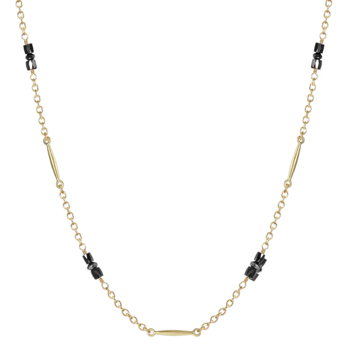 18K Gold Lure Necklace with Black Diamonds
