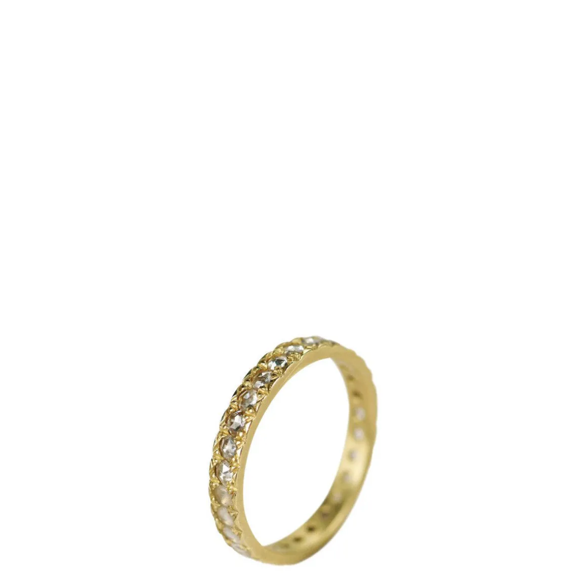 18K Gold 3mm Band with 2mm Rose Cut Diamonds
