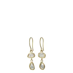 18K Gold Natural Double Flat Diamond Earrings