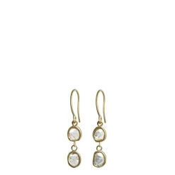 18K Gold Natural Double Flat Diamond Earrings