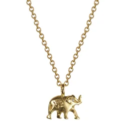18K Gold Om Elephant Pendant with Diamond Eyes