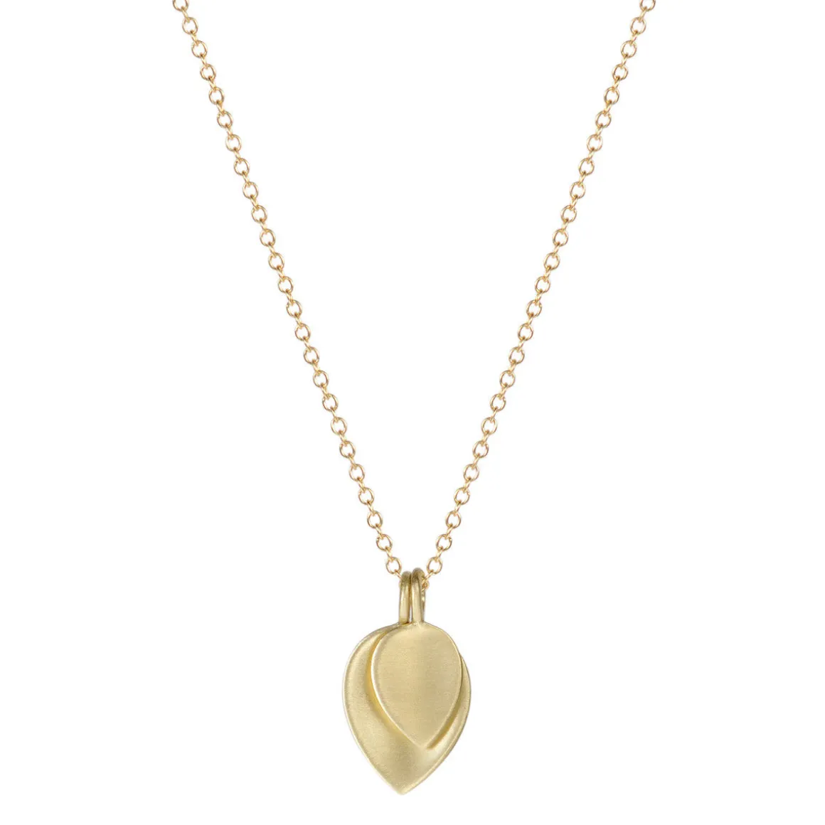 18K Gold Small Double Lotus Petal Pendant