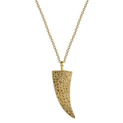 18K Gold Small Pave Diamond Tibetan Horn Pendant