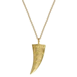 18K Gold Small Pave Diamond Tibetan Horn Pendant