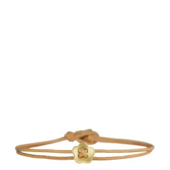 18K Gold Small Single Flower Bracelet on Natural Cord