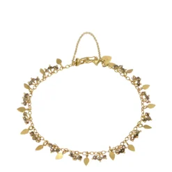 18K Gold Tiny Petal and Brown Diamond Bracelet