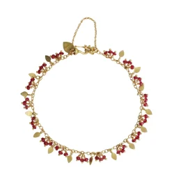 18K Gold Tiny Petal and Ruby Bracelet