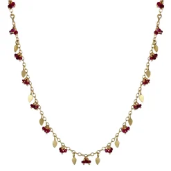 18K Gold Tiny Petal Chain with Rubies