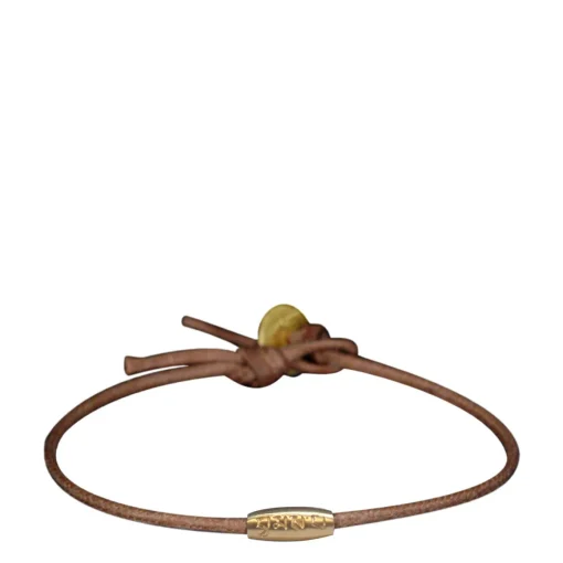 Men's 10K Gold Fine Love Bead Bracelet on Natural Cord