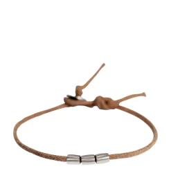 Men's Sterling Silver 3 Bead Bracelet on Natural Cord