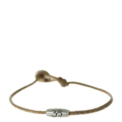 Men's Sterling Silver Barrel 'Om' Bead Bracelet on Natural Cord