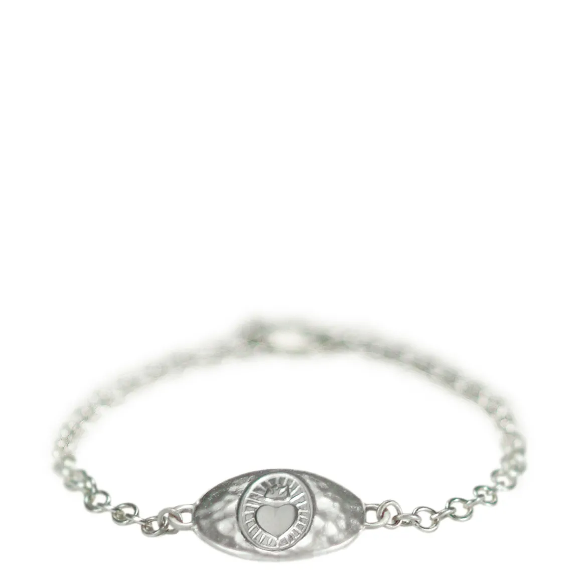 Men's Sterling Silver Heart with Flames Bracelet