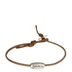 Men's Sterling Silver Large Love Bead Bracelet on Natural Cord