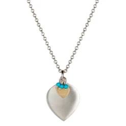 Sterling Silver & 10K Gold Double Lotus Petal with Turquoise Beads