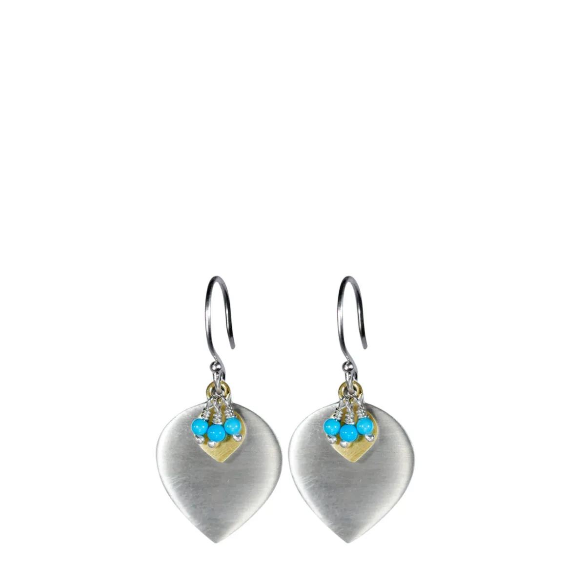Sterling Silver & 10K Gold Lotus Earring with Turquoise