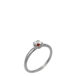 Sterling Silver Buttercup Ring with Garnet