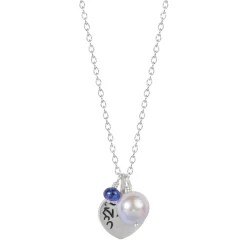 Sterling Silver Compassion Trinket Pendant with Akoya Pearl and Sapphire