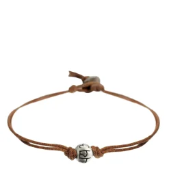 Sterling Silver Fearlessness Bead Bracelet on Natural Cord with Button Closure