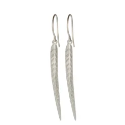 Sterling Silver Long Leaf Earrings