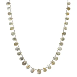 Sterling Silver Rutilated Quartz Faceted Teardrop Necklace