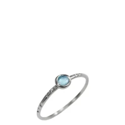 Sterling Silver Single Engraved Band with Blue Topaz