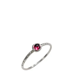 Sterling Silver Single Engraved Band with Garnet