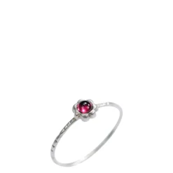 Sterling Silver Star Flower with Garnet Ring